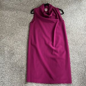 EUC Anne Klein size S magenta cowl neck dress